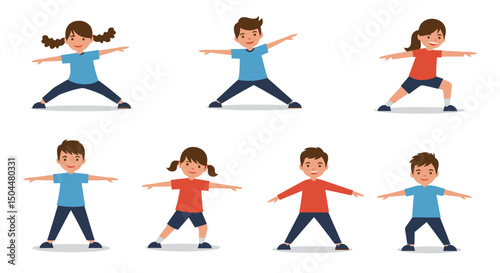 Joyful Children Performing Energetic Yoga Poses photo