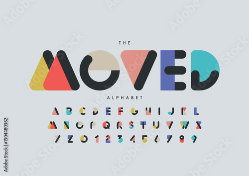 Creative Design vector Font of twisted Ribbon for Title, Header, Lettering, Logo. Funny Entertainment Active Sport Technology areas Typeface. Colorful rounded Letters and Numbers. 