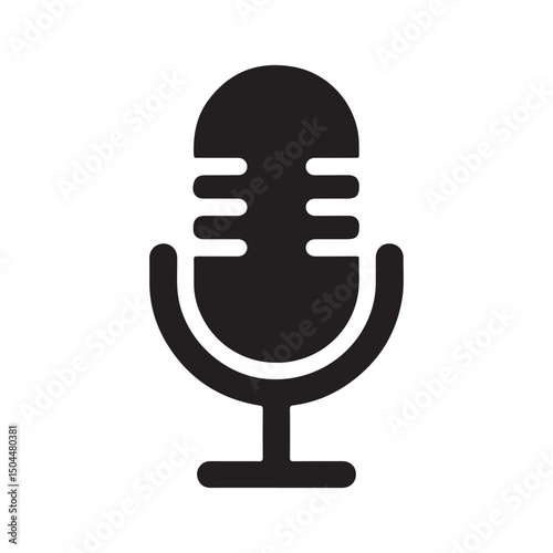 Retro vector microphone icon for music, radio, or audio recording