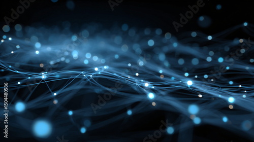 abstract tech background, glowing lines and digital nodes, deep blue and neon, high-resolution