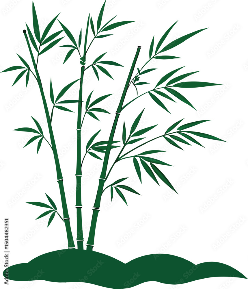 Obraz premium Stylized Green Bamboo Stalks Illustration with Transparent Background