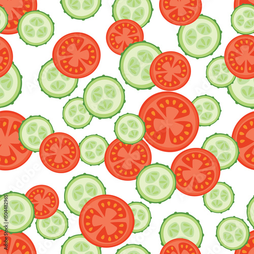 cucumber and tomato seamless pattern