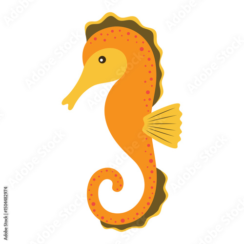 flat illustration with cute seahorse