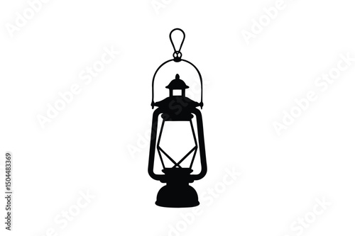 Vintage Lantern silhouette on white background