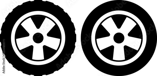 tire icon. Vehicle automobile wheel automotive. psychology symbol. motorcycle racing wheels icons. For tire fitting. vehicle tyres change mechanic workshop retro
