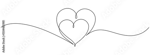Two heart line art style vector illustration