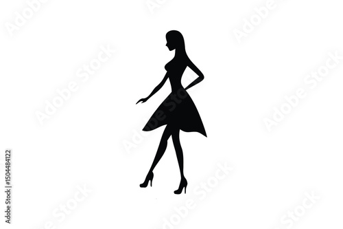 Woman high heel icon silhouette on white background
