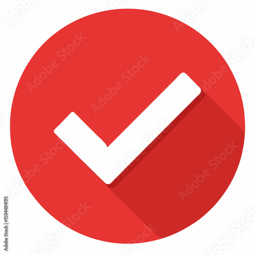 Red check mark button icon.