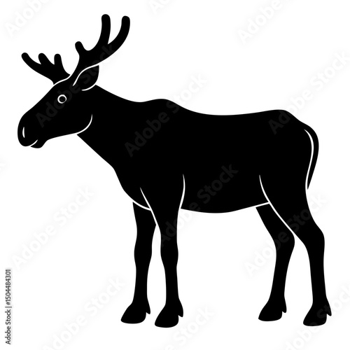 AI Generated Moose Vector Silhouette Isolate White Background