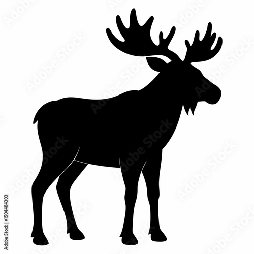 AI Generated Moose Vector Silhouette Isolate White Background