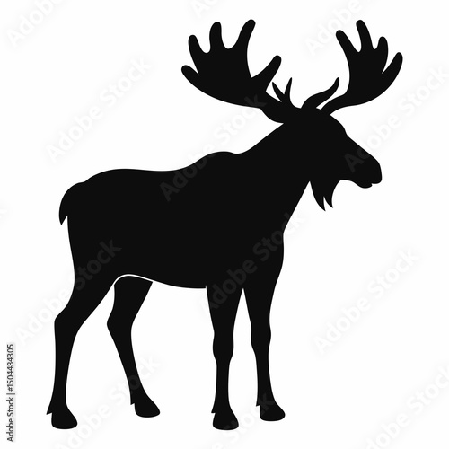AI Generated Moose Vector Silhouette Isolate White Background