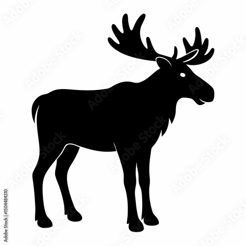 AI Generated Moose Vector Silhouette Isolate White Background