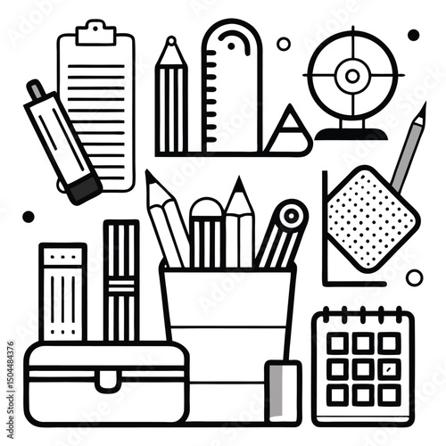 Office Supplies Pen Case Minimalist Art
