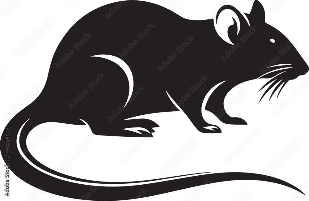 Obraz premium Rat Black Silhouette Vector, Urban Rodent Clipart & Creepy Animal Design