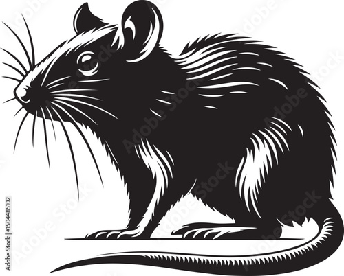Rat Black Silhouette Vector, Urban Rodent Clipart & Creepy Animal Design