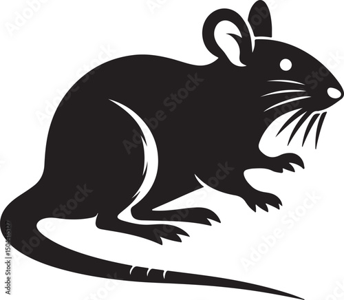 Rat Black Silhouette Vector, Urban Rodent Clipart & Creepy Animal Design