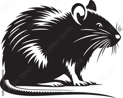 Rat Black Silhouette Vector, Urban Rodent Clipart & Creepy Animal Design