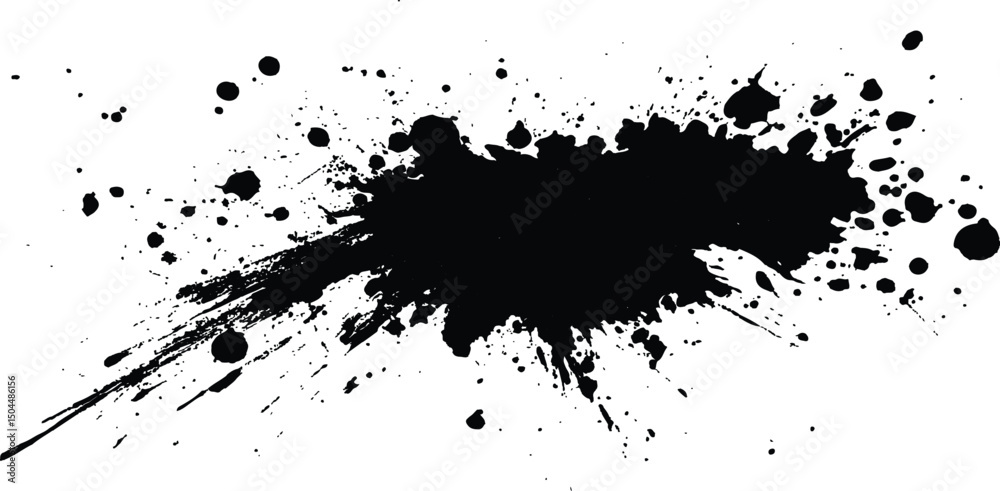 Fototapeta premium Abstract black in splash, paint, brush strokes, stain grunge isolated on white background, 