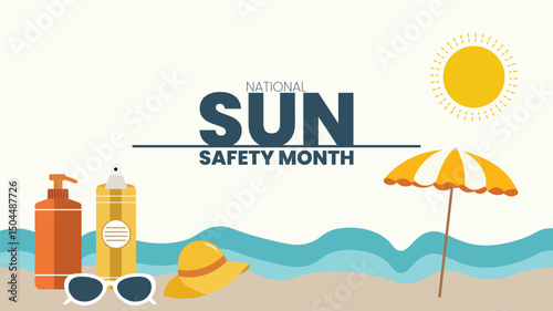 Shine Safely, Tips for National Sun Safety Month design templet. use in background, poster, banner poster