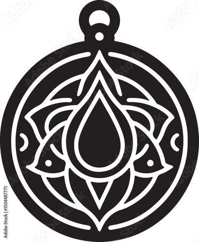 Amulet Black Silhouette Vector, Mystical Charm Clipart & Magical Symbol Design
