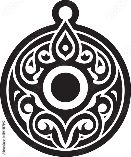 Amulet Black Silhouette Vector, Mystical Charm Clipart & Magical Symbol Design