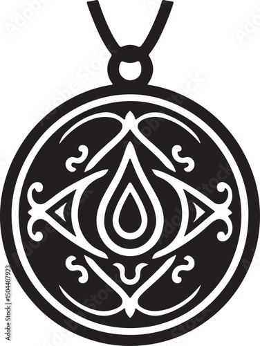 Amulet Black Silhouette Vector, Mystical Charm Clipart & Magical Symbol Design