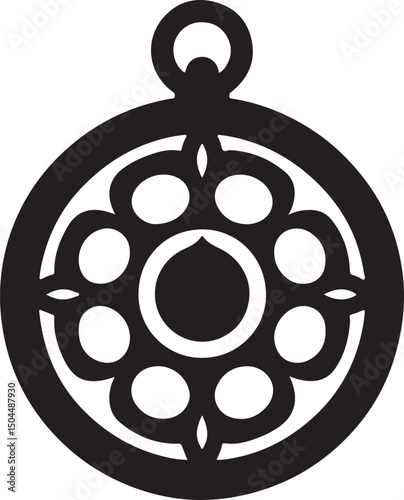 Amulet Black Silhouette Vector, Mystical Charm Clipart & Magical Symbol Design