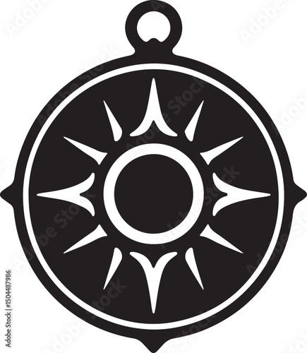 Amulet Black Silhouette Vector, Mystical Charm Clipart & Magical Symbol Design