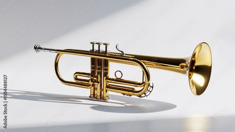 Obraz premium Golden Trumpet Isolated on White