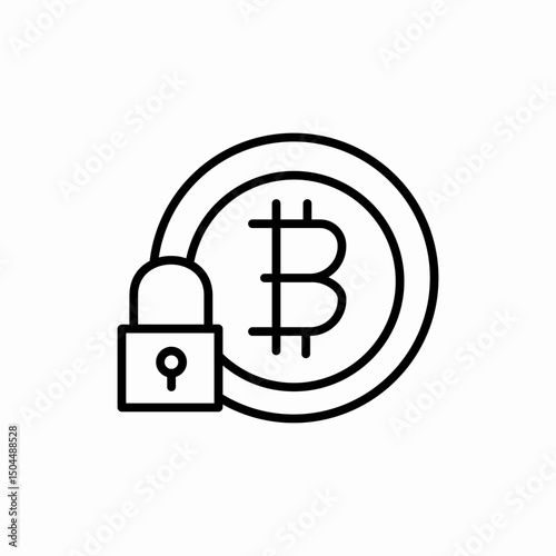 Bitcoin security protection lock icon vector sign