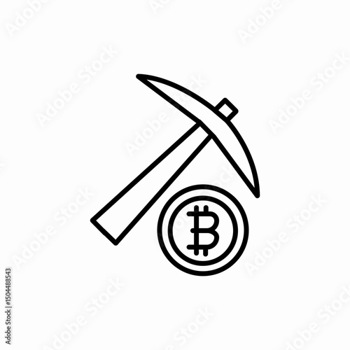 Bitcoin mining digital money icon vector sign