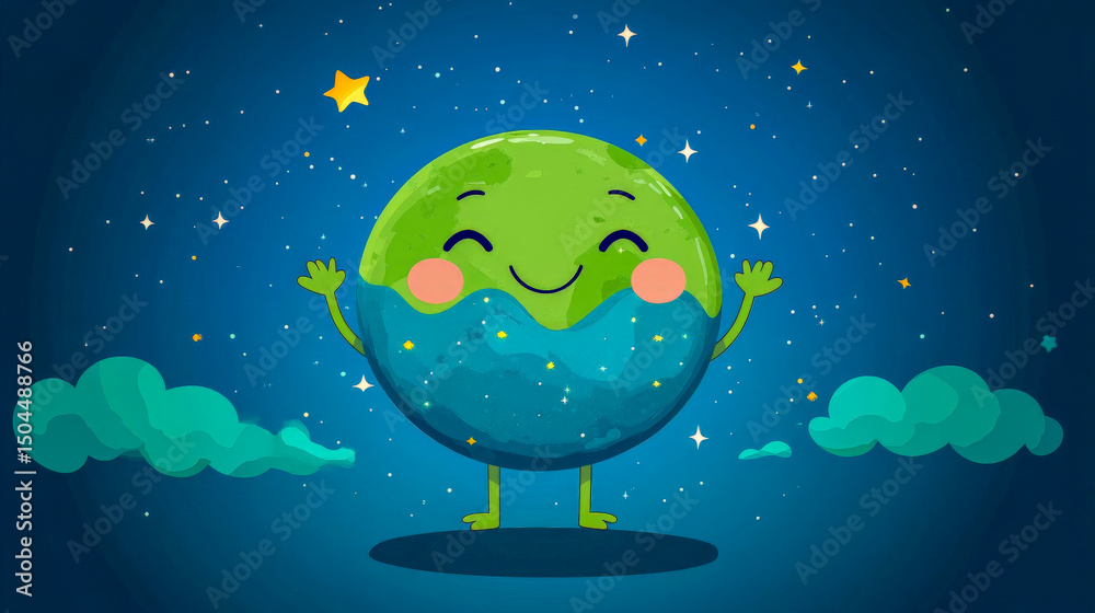 Obraz premium Planet Earth being handed from older to younger generation in symbolic scene