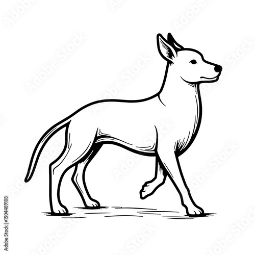 Minimalist Line Art Illustration of Dog Profile, Black and White Design Concept