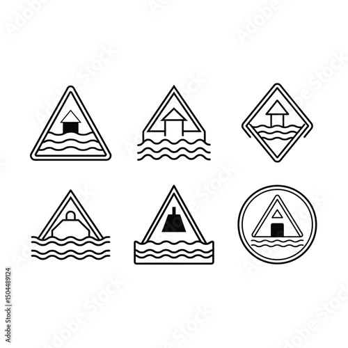 Flood Warning Icon Vector | Emergency Safety Alert Symbol Graphic Design