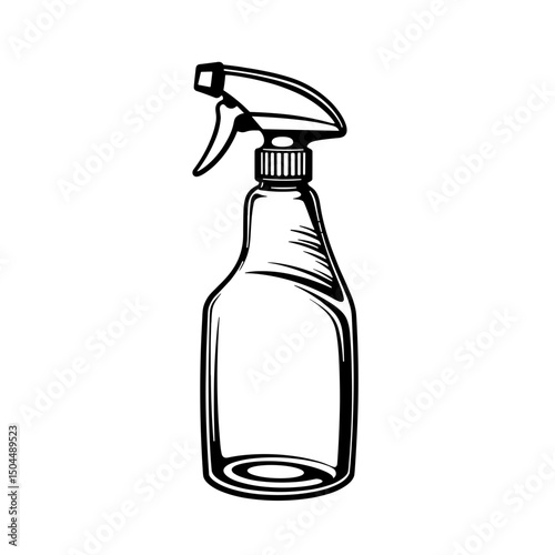 Natural Pest Control Spray Bottle Line Art, Black Outlines, Clarity and Precision