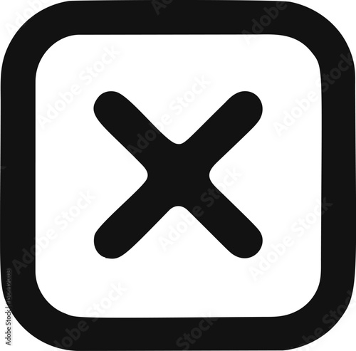 Black bold x in rounded square with, icon symbol design. Vector illustration