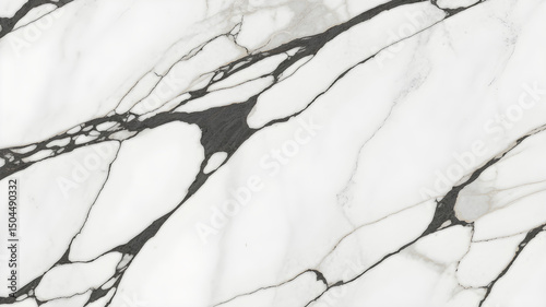 Full-frame 2D white spider calacatta marble slab with ultra-thin black veins across a pure white base.