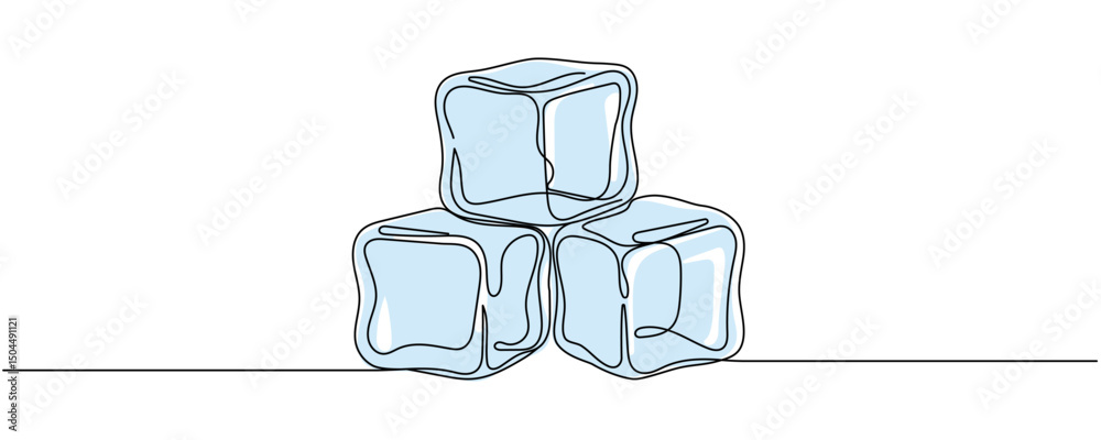 Continuous line drawing of ice cubes Editable stroke