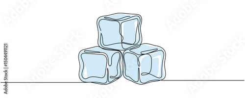 Continuous line drawing of ice cubes Editable stroke