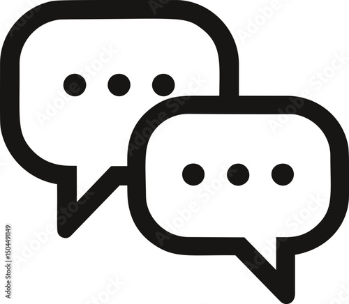 Two overlapping speech bubbles with dots representing communication icon. Vector illustration
