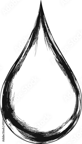 Black and white brushstroke teardrop, abstract art design. Vector illustration
