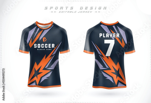 Soccer jersey Template. Sport t-shirt Design front and back view