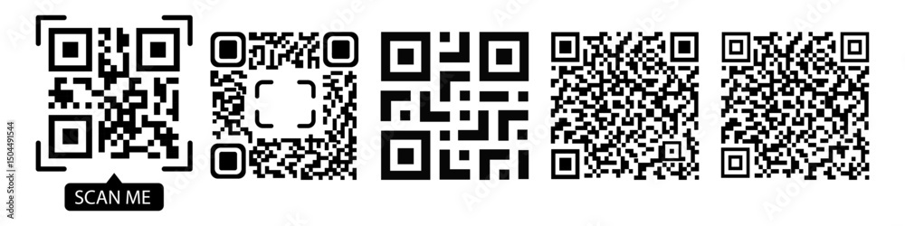Fake QR code set vector illustration. Fake QR Code Set Vector Illustration for Design and Mockups.