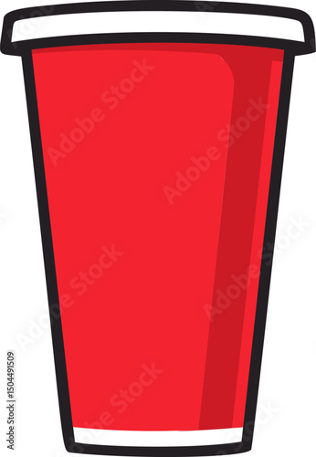 Red solo cup with white rim in vector style, party essentials illustration. Vector illustration