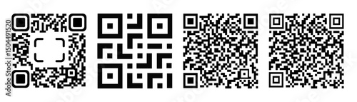 Fake QR code set vector illustration. Fake QR Code Set Vector Illustration for Design and Mockups.