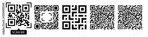 Fake QR code set vector illustration. Fake QR Code Set Vector Illustration for Design and Mockups.