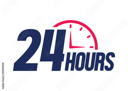 Twentyfour hours icon, 24h colored vector icon