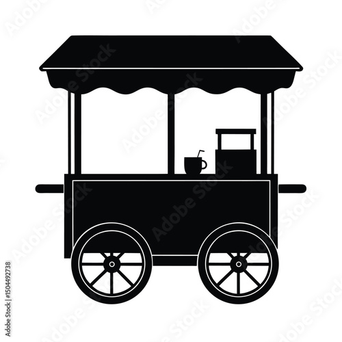 Coffee cart vector silhouette