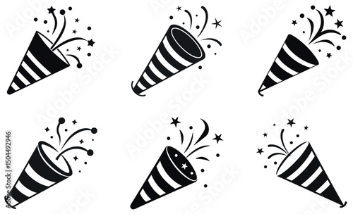 Festive Party Crackers in a Simple Vector Design