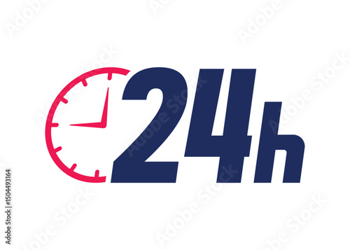 Twentyfour hours icon, 24h colored vector icon